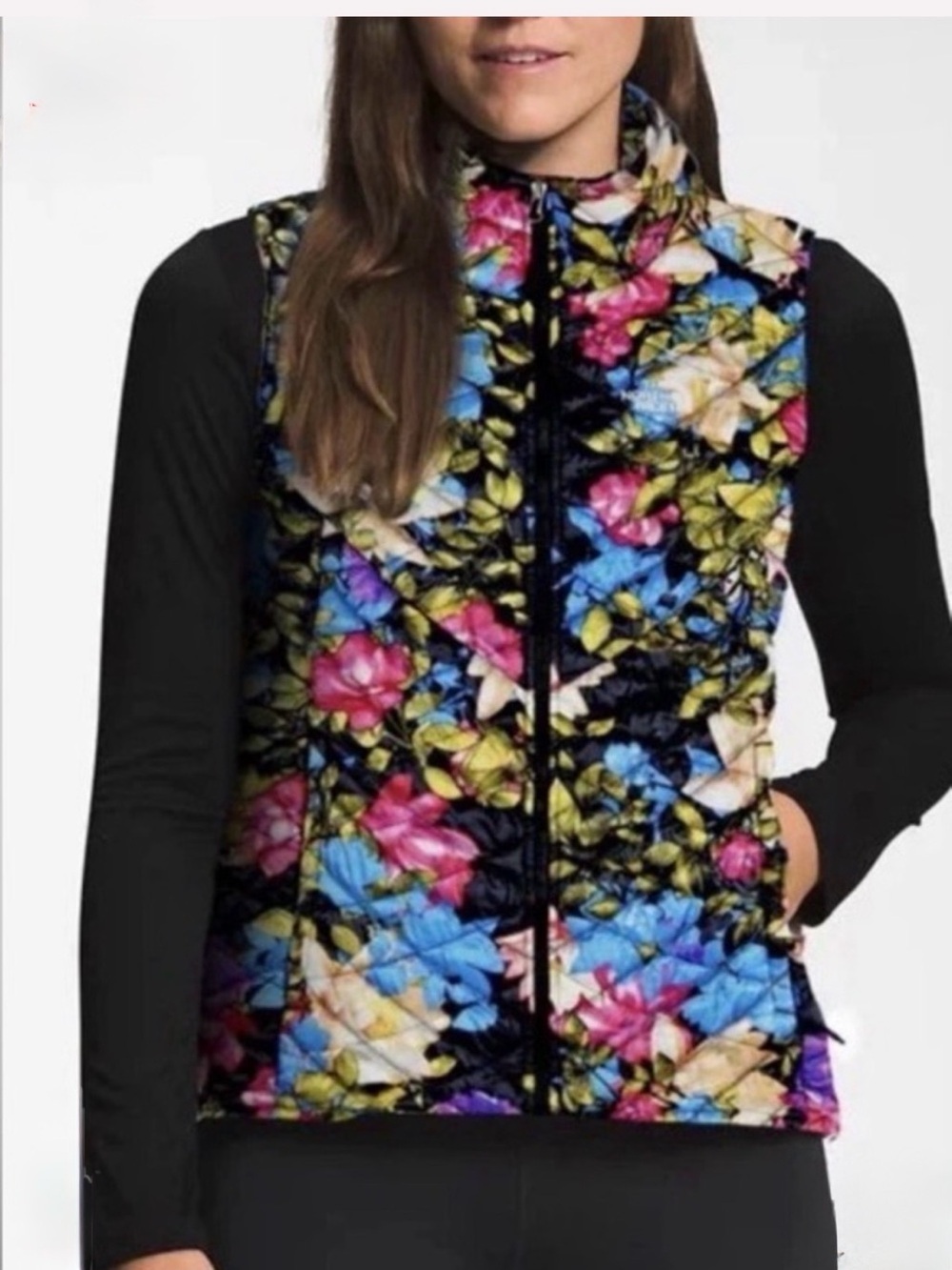 The North Face Women’s Thermoball Quilted Puffer Floral Zip-Up Vest Size Small